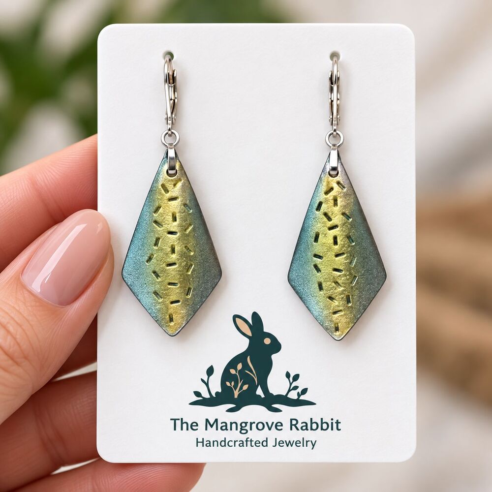 Handmade Silver & Gold Metallic Polymer Clay Statement Dangle Earrings